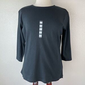 NWT PBX Basics Black Three Quarter Sleeve T-Shirt Size M